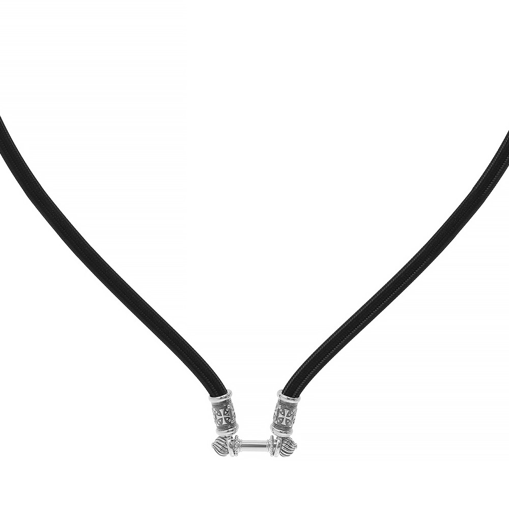 Шнурок шёлковый из белого золота c шёлковым шнурком