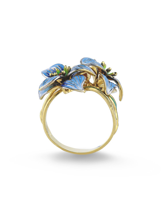 Кольцо из лимонного золота c эмаль