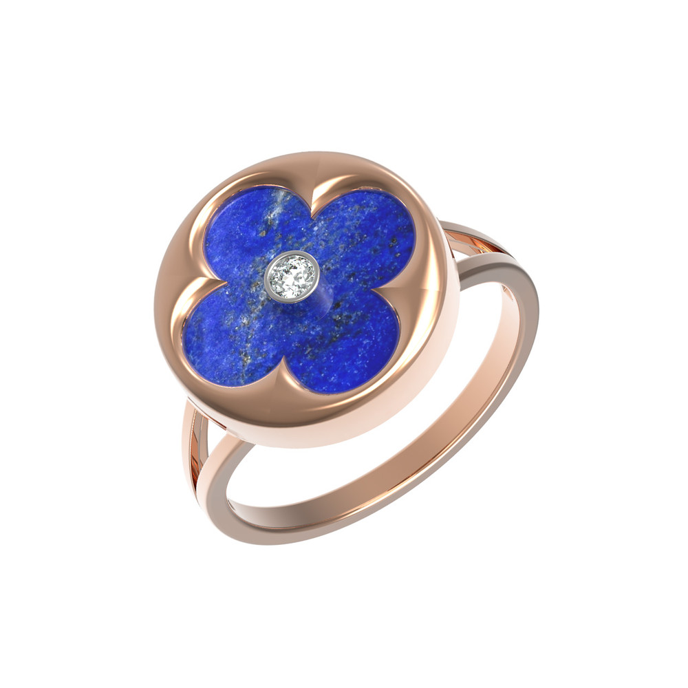 Кольцо из золота c бриллиантами и лазуритом