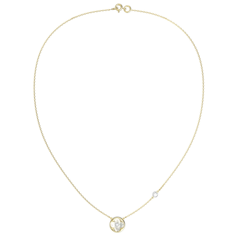 Колье из лимонного золота c бриллиантами и перламутром