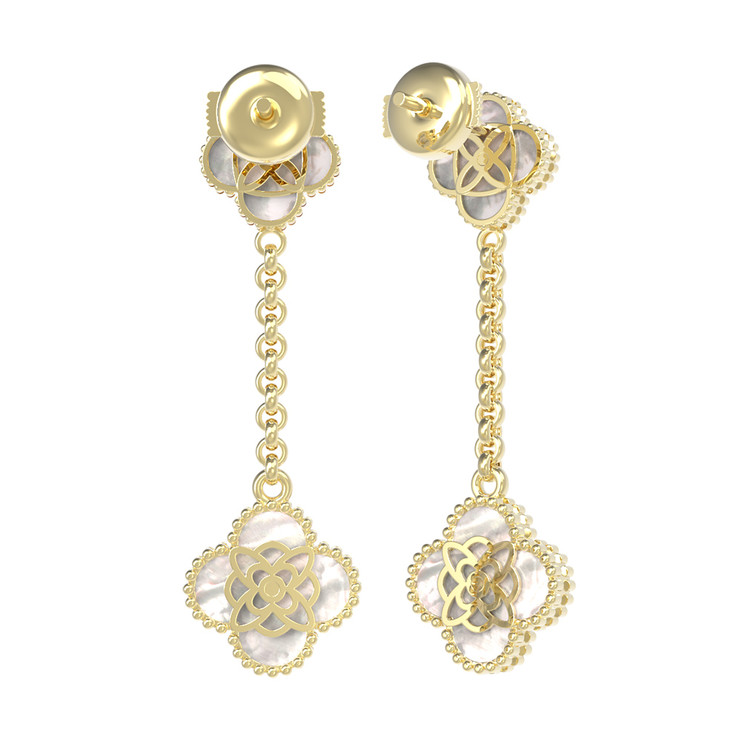 Серьги из лимонного золота c бриллиантами и перламутром