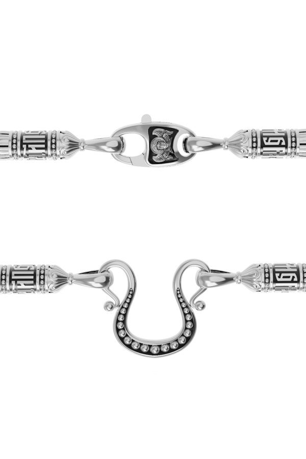 Шнурок кожаный из белого золота c кожаным шнурком