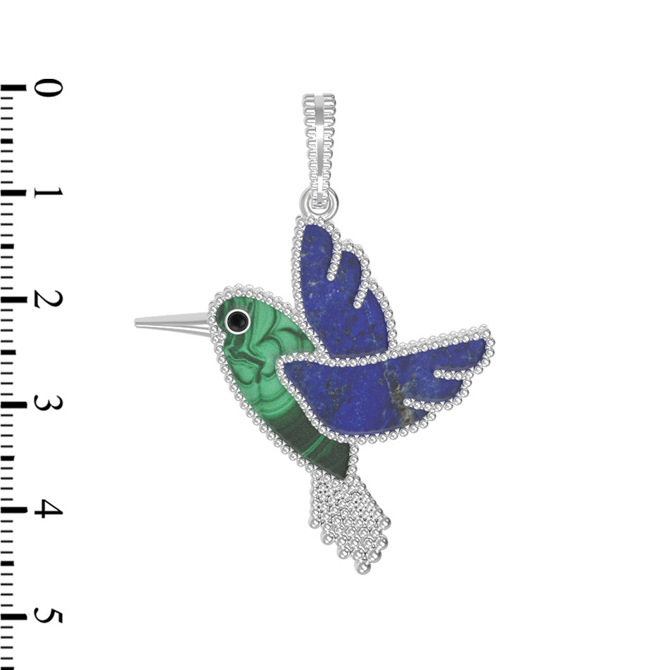 Подвеска из белого золота c эмаль , лазуритом и малахитом