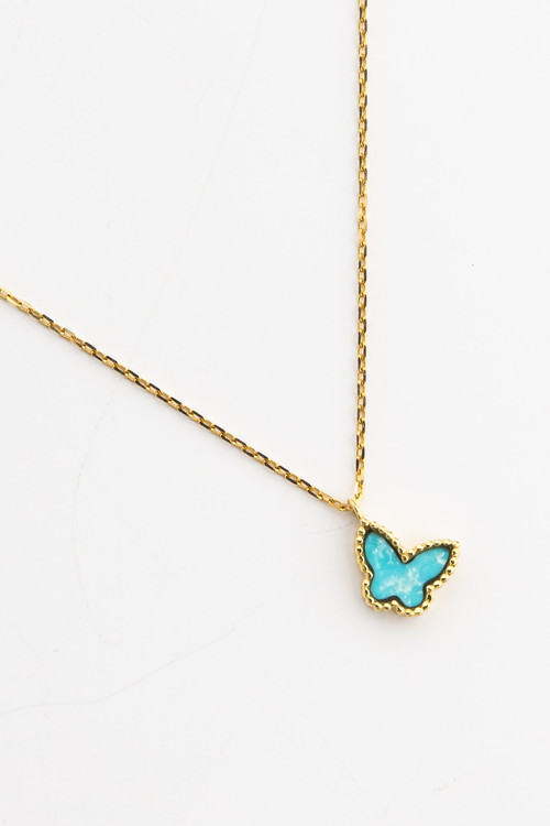 Колье из лимонного золота c бирюзой