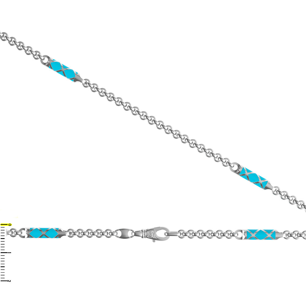 Цепь из белого золота c эмаль