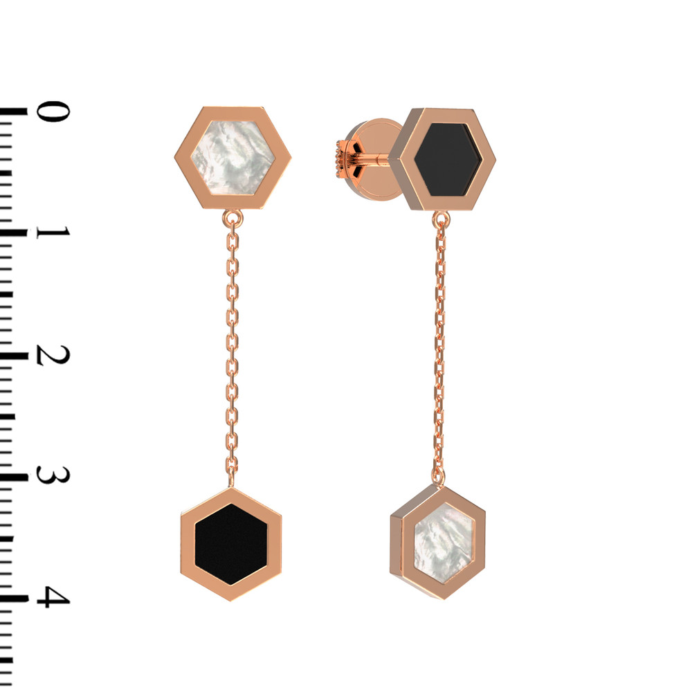 Серьги из золота c ониксом и перламутром