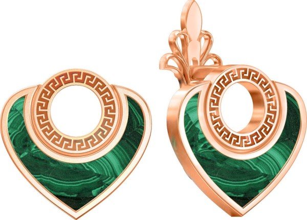 Серьги из золота c малахитом