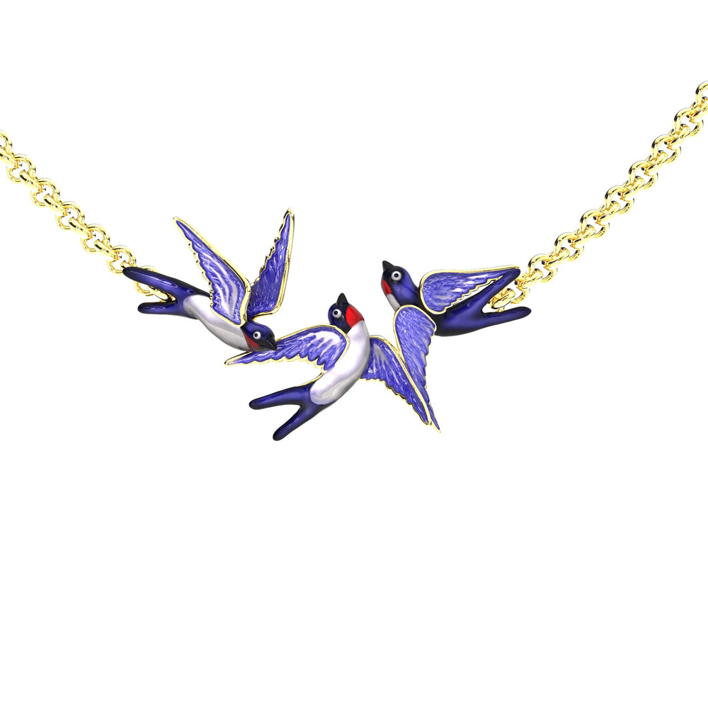 Колье из лимонного золота c эмаль