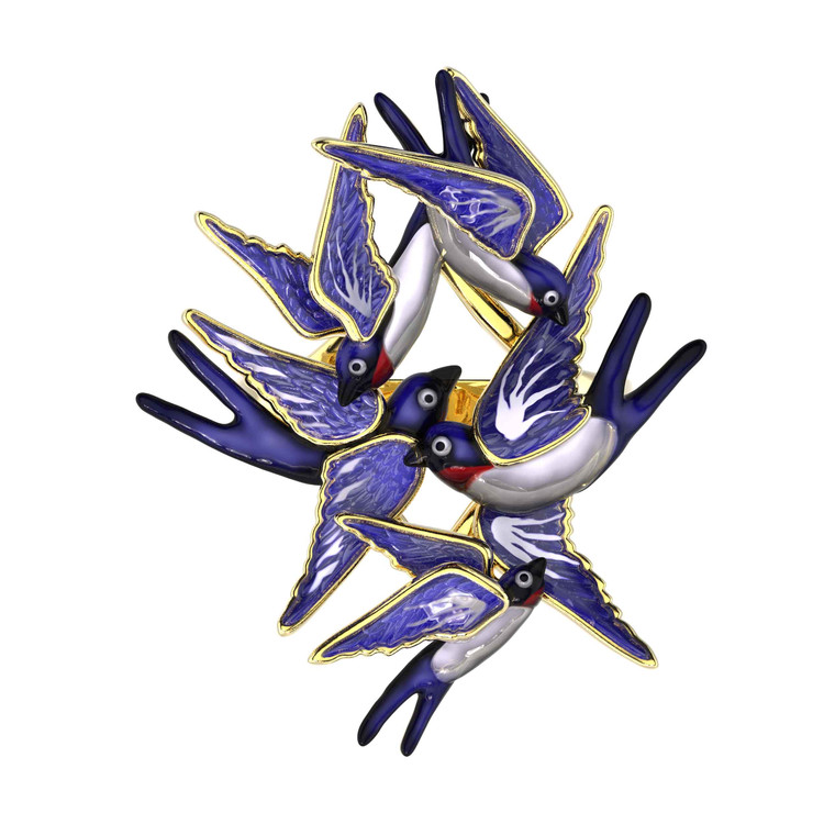 Кольцо из лимонного золота c эмаль