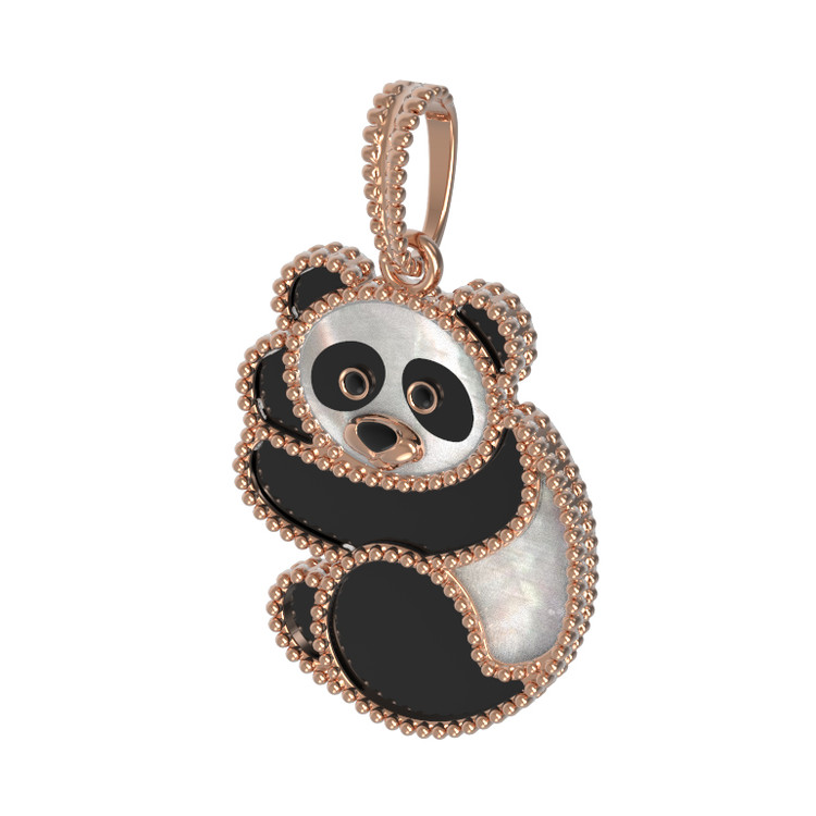 Подвеска из золота c эмаль , ониксом и перламутром