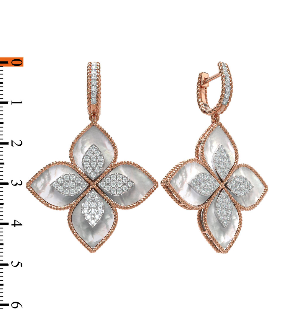 Серьги из золота c бриллиантами и перламутром