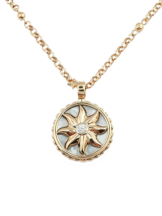 Колье из золота c бриллиантами, ониксом и перламутром