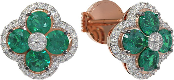 Серьги из золота c бриллиантами и изумрудом