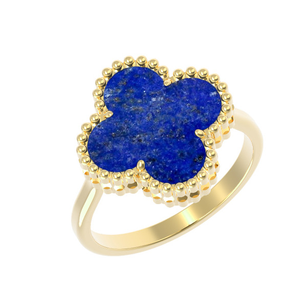 Кольцо из лимонного золота c лазуритом