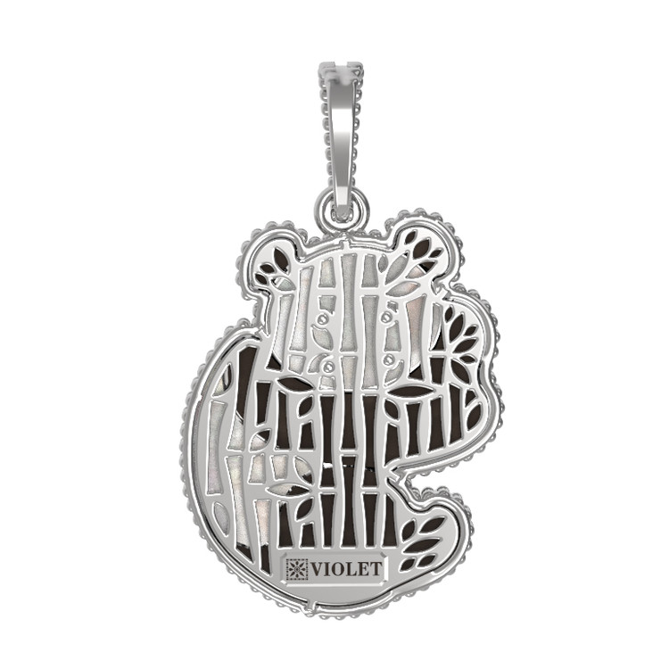 Подвеска из белого золота c эмаль , ониксом и перламутром