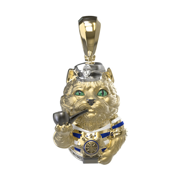 Подвеска из лимонного золота c эмаль , бриллиантами и рубином