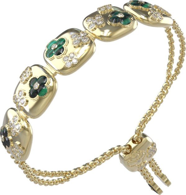 Браслет из лимонного золота c бриллиантами и малахитом