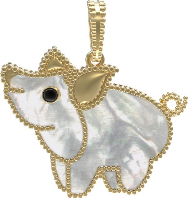 Подвеска из лимонного золота c эмалью и перламутром