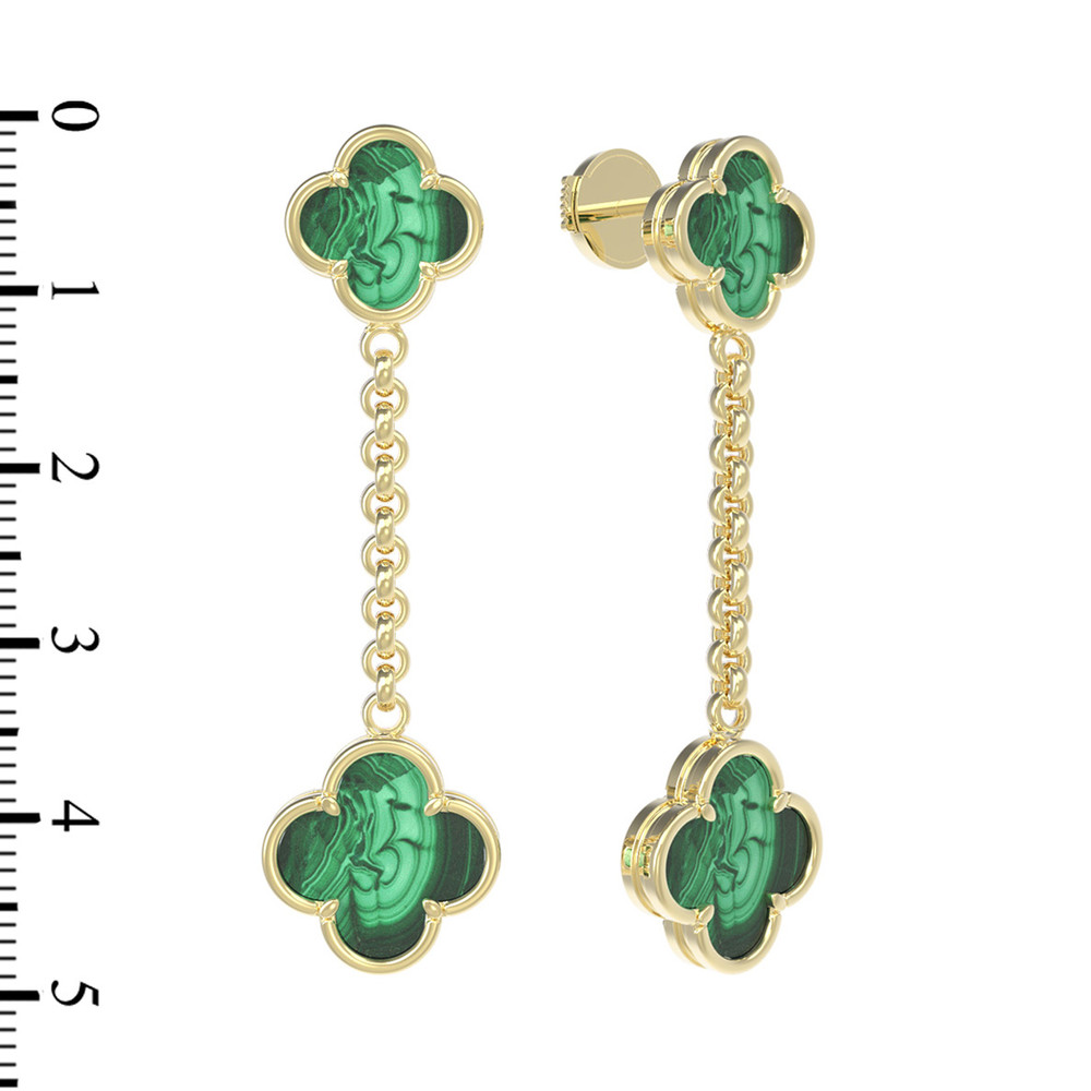 Серьги из лимонного золота c малахитом