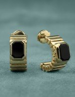 Серьги из лимонного золота c ониксом