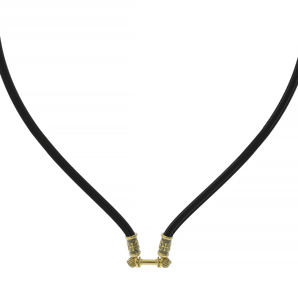 Шнурок шёлковый из лимонного золота c шёлковым шнурком