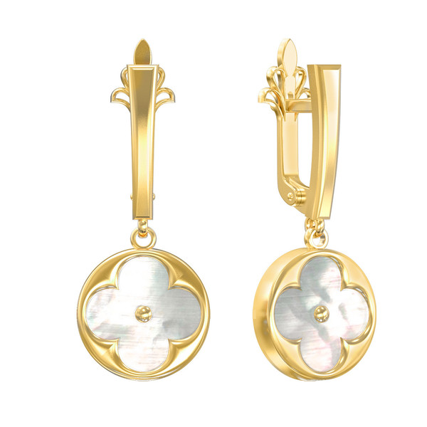 Серьги из лимонного золота c перламутром