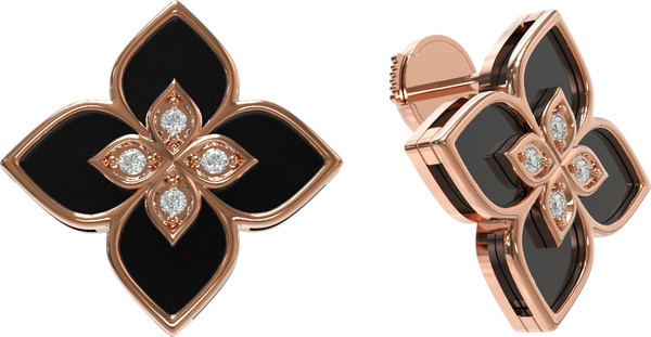 Серьги из золота c бриллиантами и ониксом