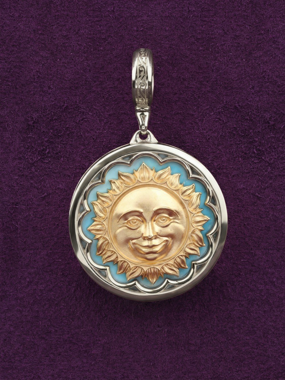 Подвеска из белого золота c бирюзой и лазуритом