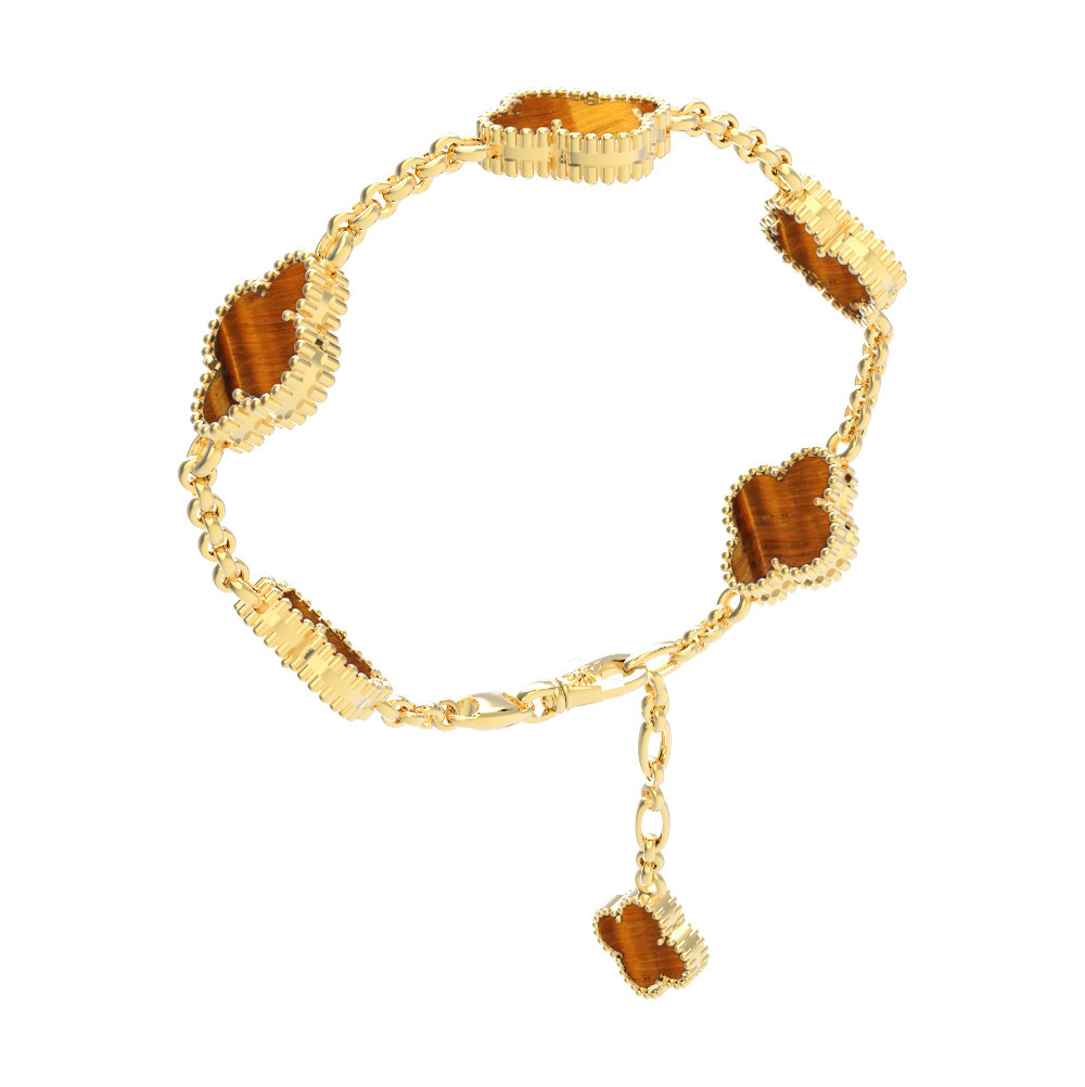 Браслет из лимонного золота c тигровым глазом