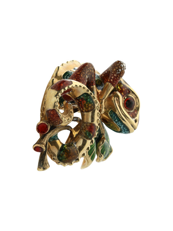 Подвеска из лимонного золота c эмаль и гранатом