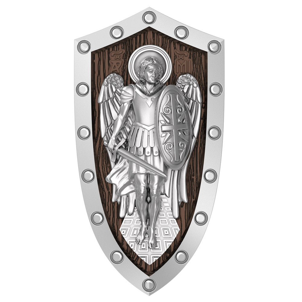 Образок из белого золота c эбеновым деревом