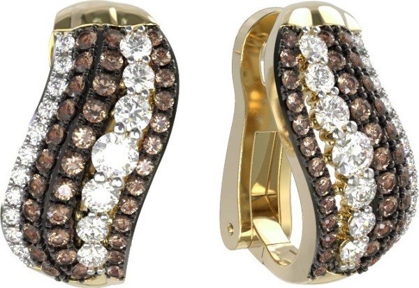 Серьги из лимонного золота c бриллиантами