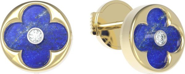Серьги из лимонного золота c бриллиантами и лазуритом