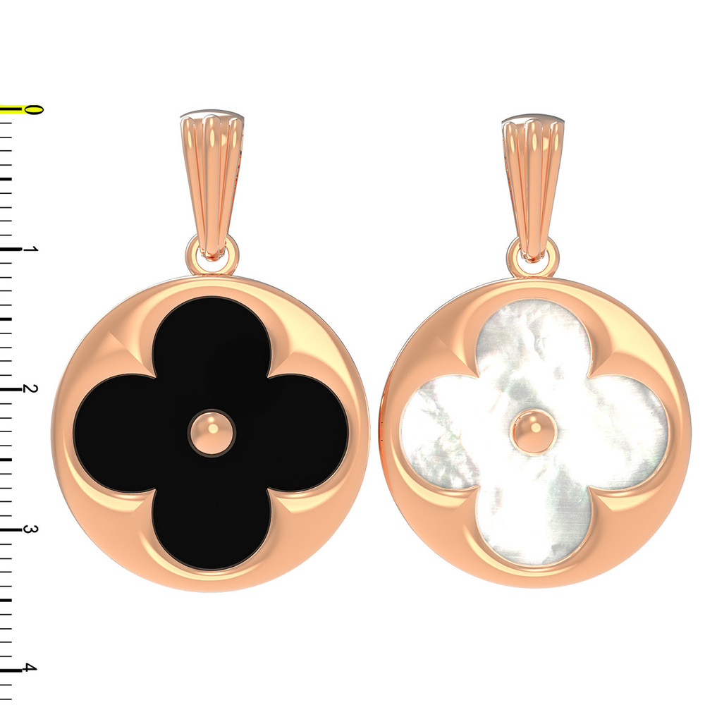 Подвеска из золота c ониксом и перламутром