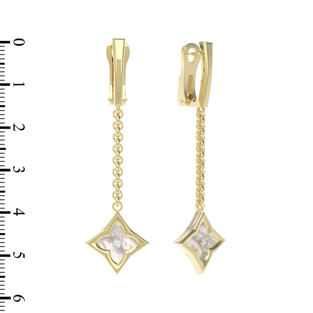 Серьги из лимонного золота c бриллиантами и перламутром