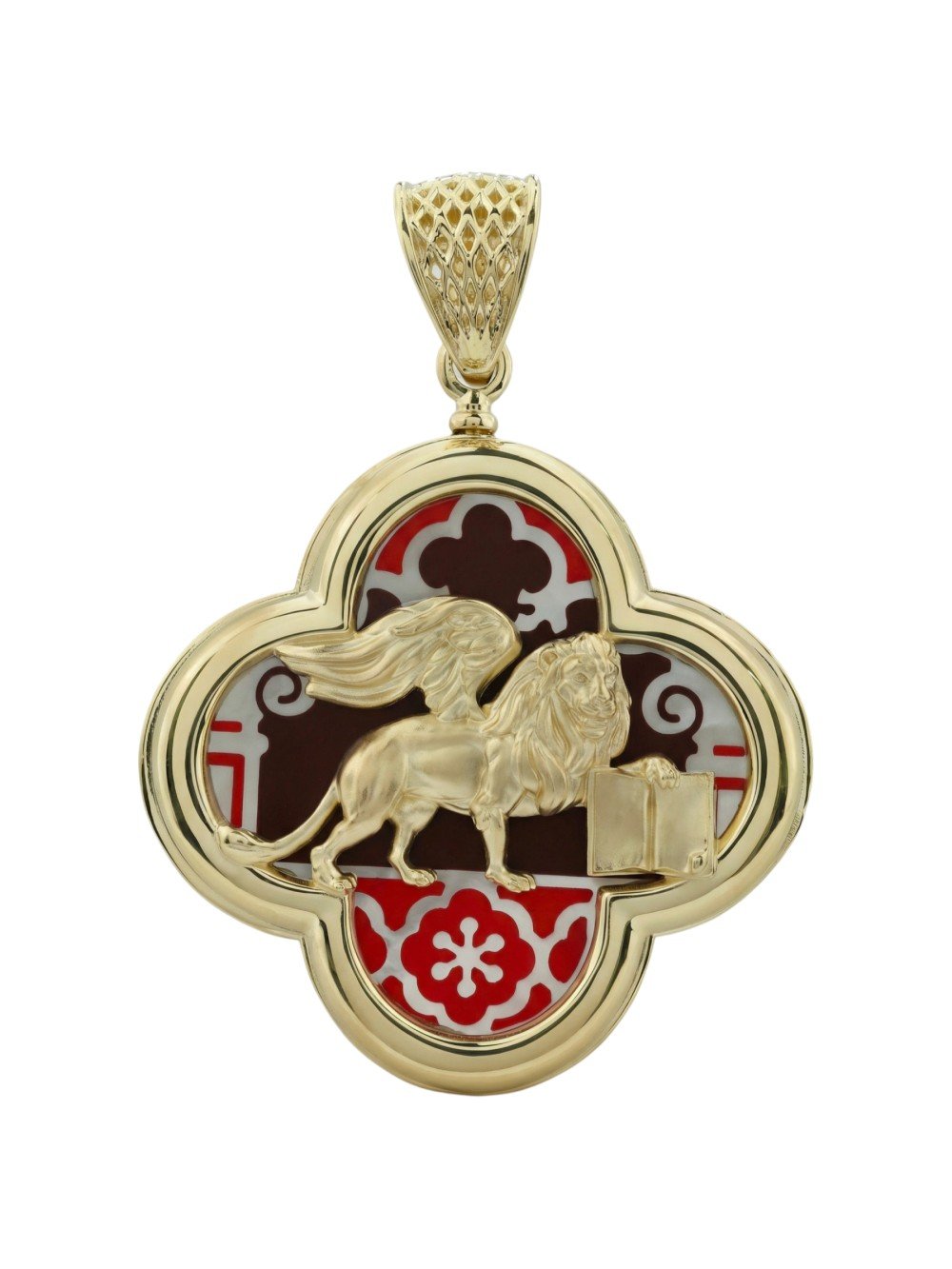 Подвеска из лимонного золота c эмаль и перламутром