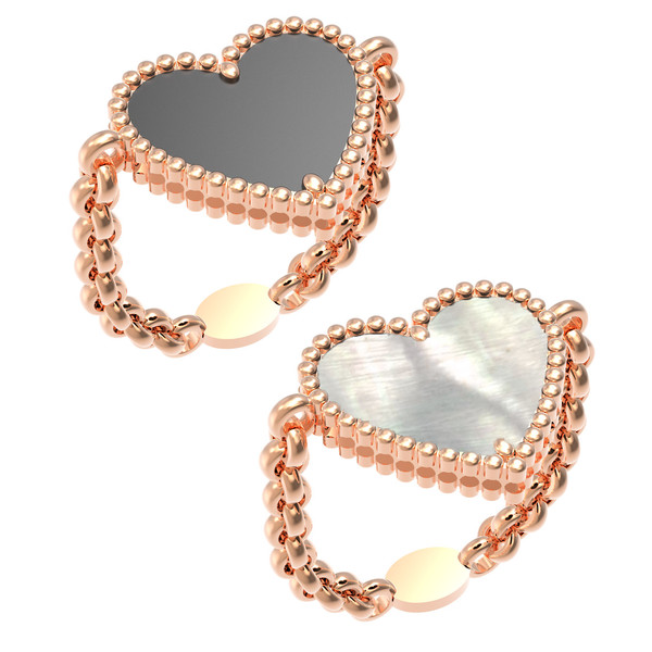 Кольцо из золота c ониксом и перламутром