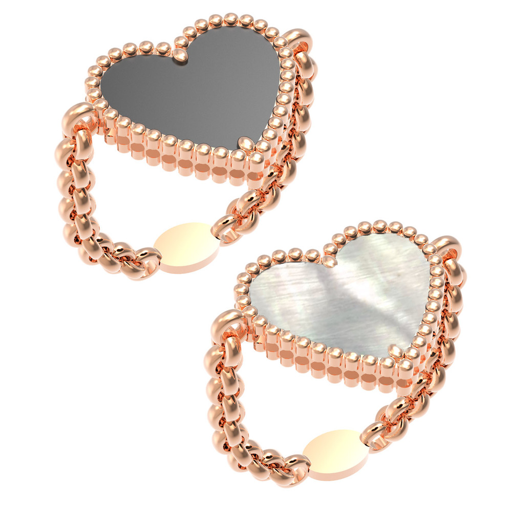 Кольцо из золота c ониксом и перламутром