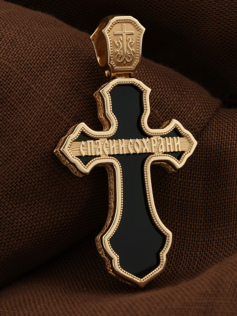 Крест из золота c ониксом