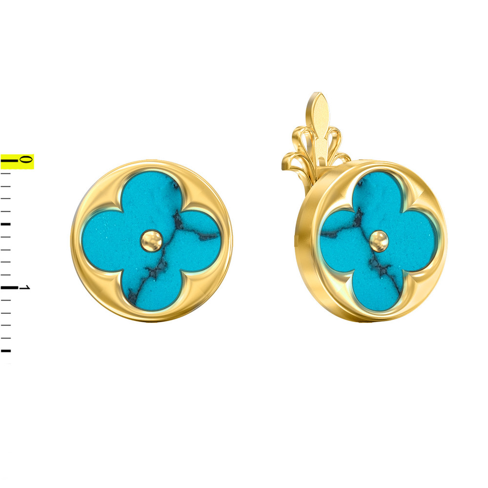 Серьги из лимонного золота c бирюзой