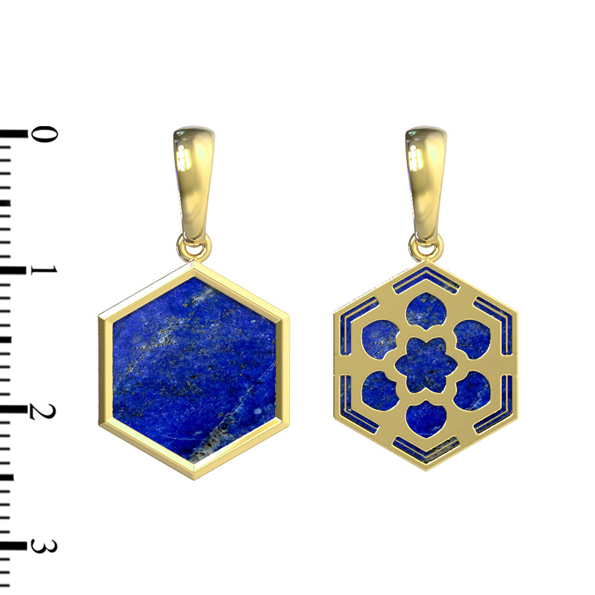 Подвеска из лимонного золота c лазуритом