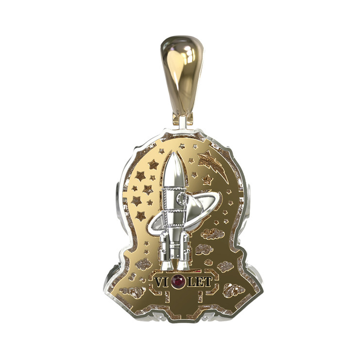 Подвеска из лимонного золота c эмаль , бриллиантами и рубином