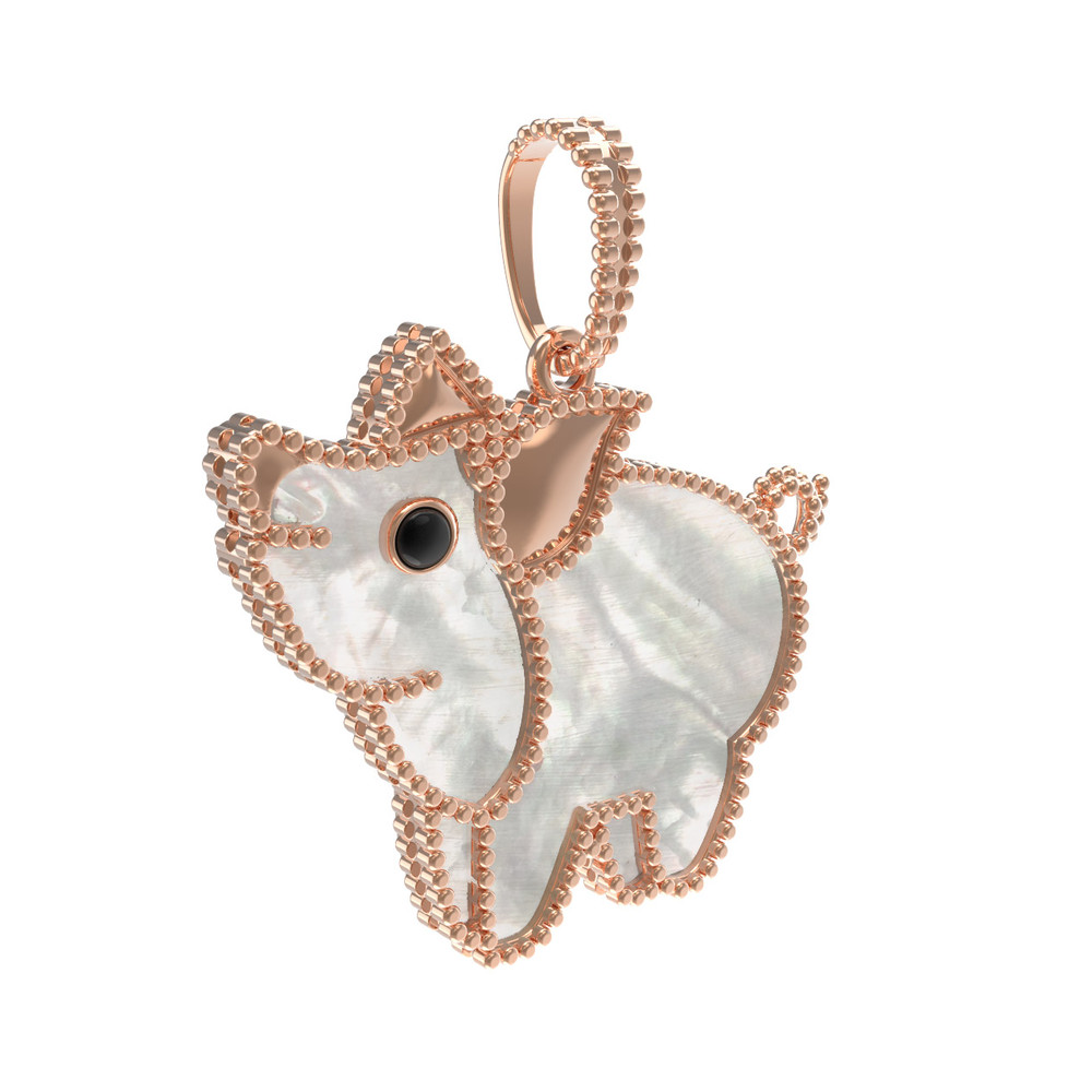 Подвеска из золота c эмаль и перламутром