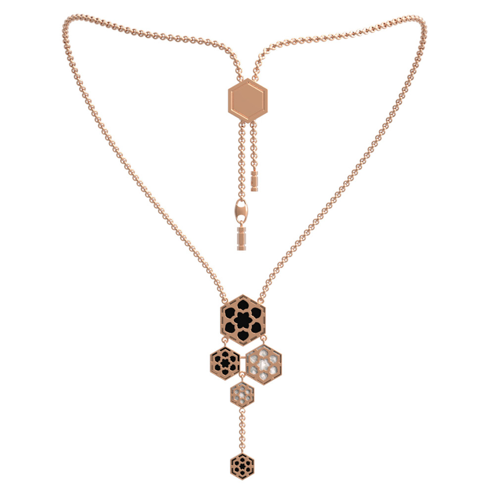 Колье из золота c ониксом и перламутром