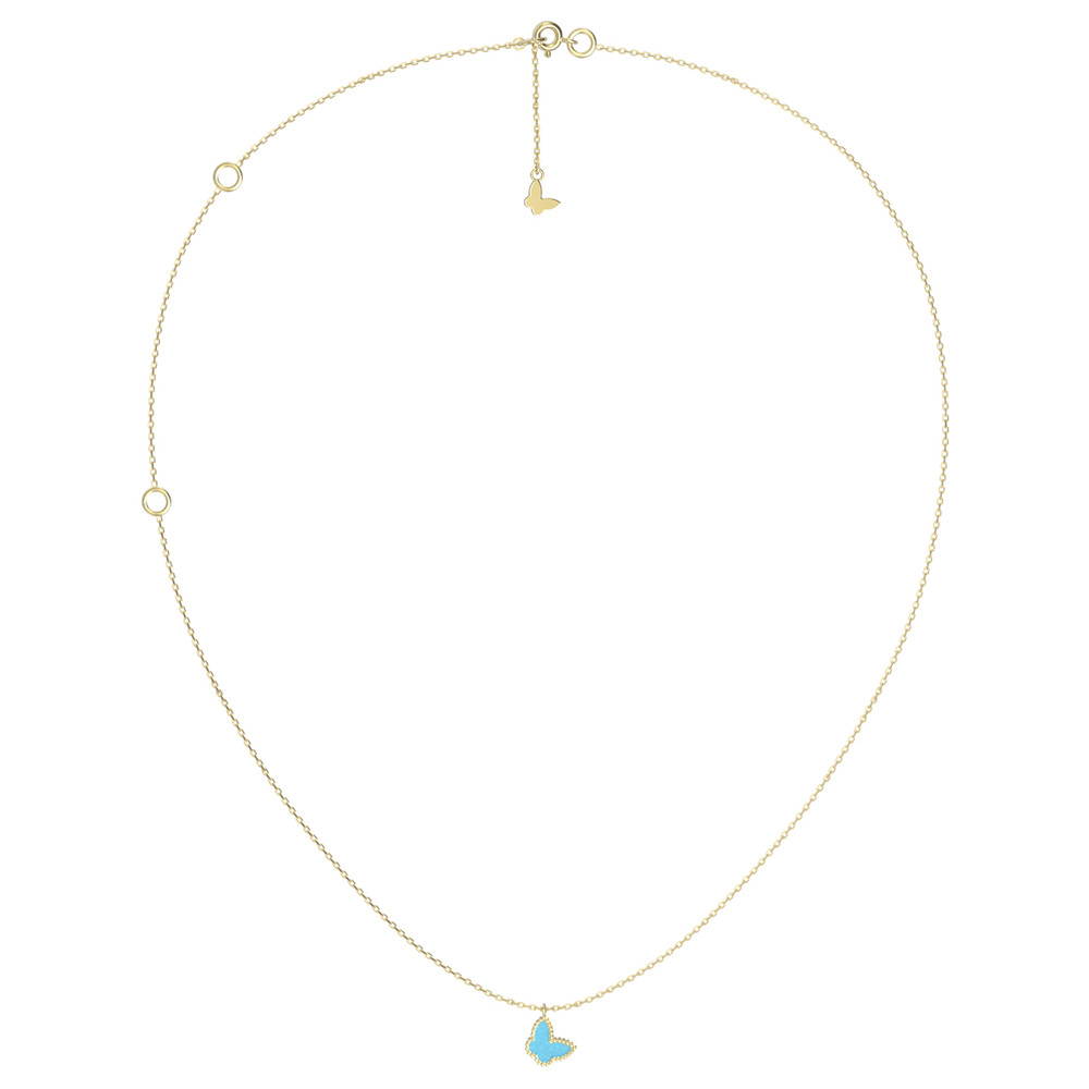 Колье из лимонного золота c бирюзой