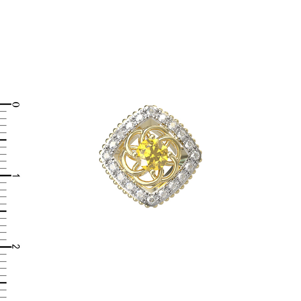 Подвеска из лимонного золота c бриллиантами и сапфиром