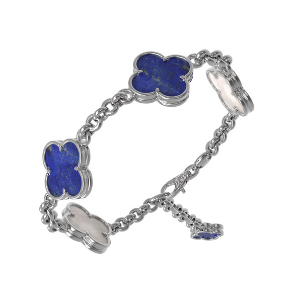 Браслет из белого золота c лазуритом и перламутром