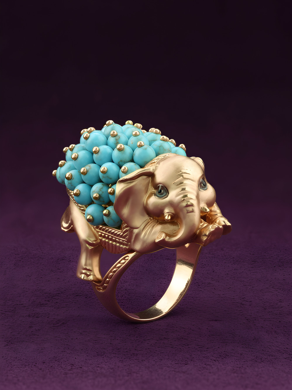 Кольцо из золота c эмаль и бирюзой