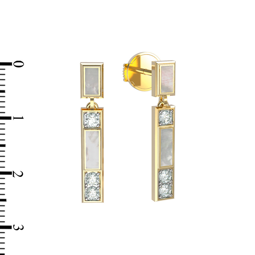 Серьги из лимонного золота c бриллиантами и перламутром