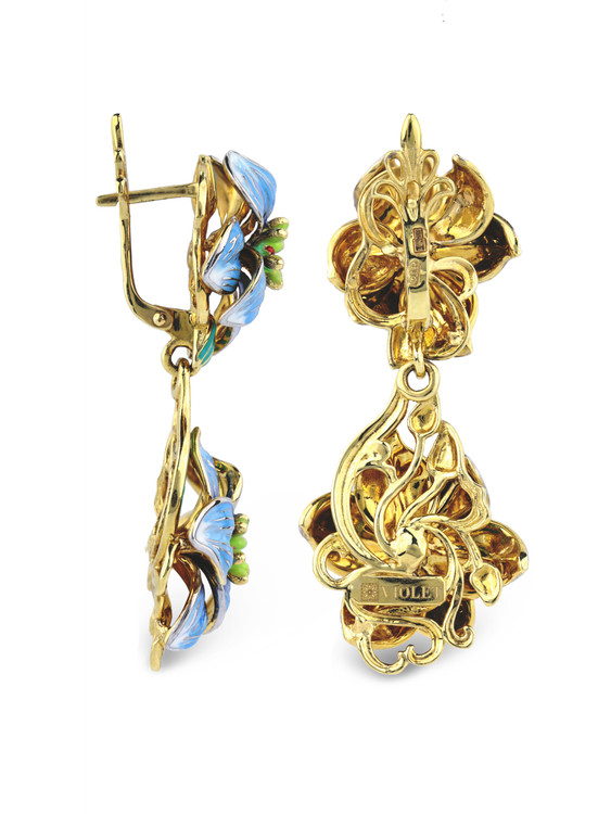 Серьги из лимонного золота c эмаль